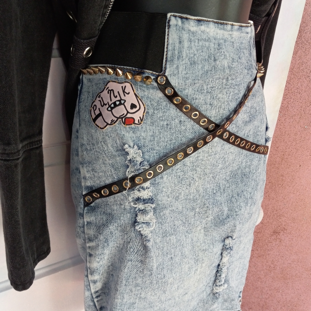 Nicki Minaj retro 80s aesthetic acid washed custom punk skirt- SOLD@hosted store - Picture 13 of 16